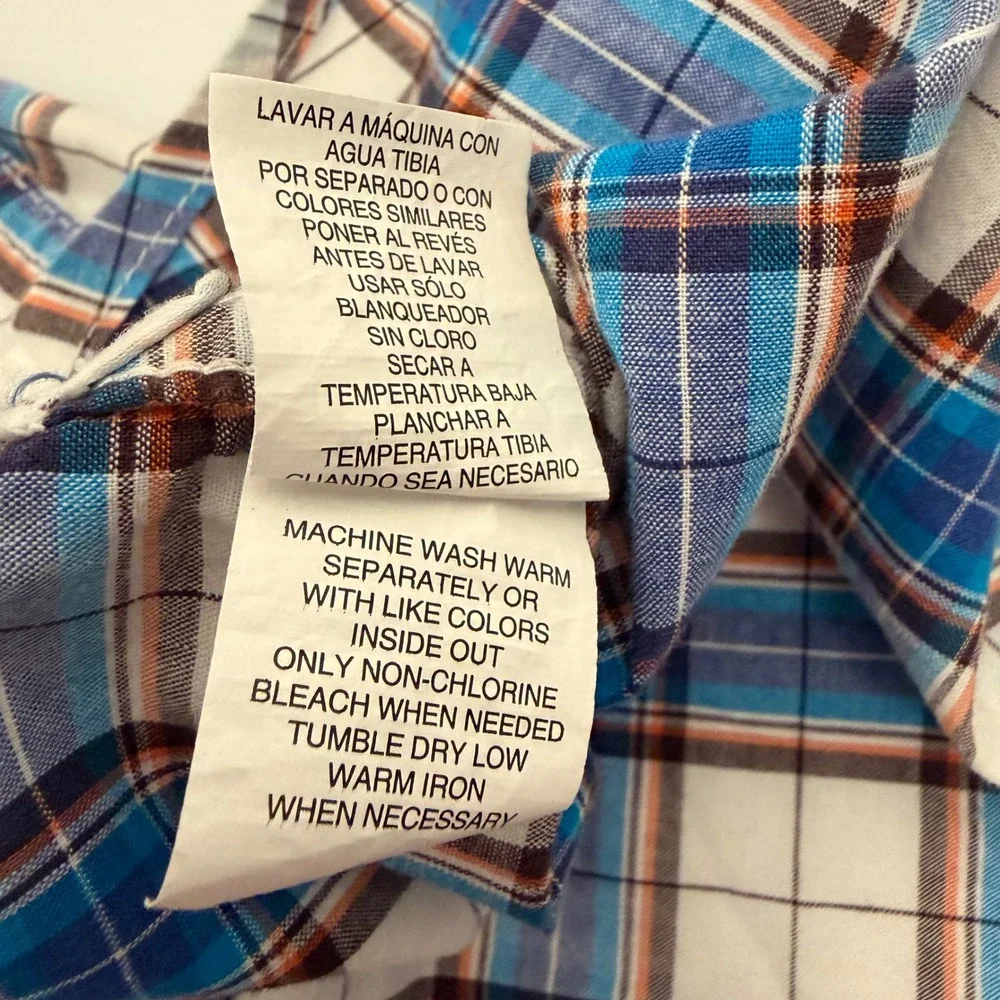 The Children's Place Boys Blue Plaid Button Down Shirt Size L 10/12 Cotton